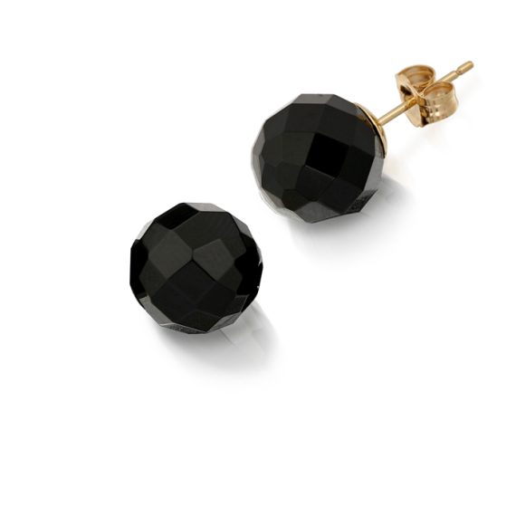 14ct Gold Black Agate Earrings-PL52E