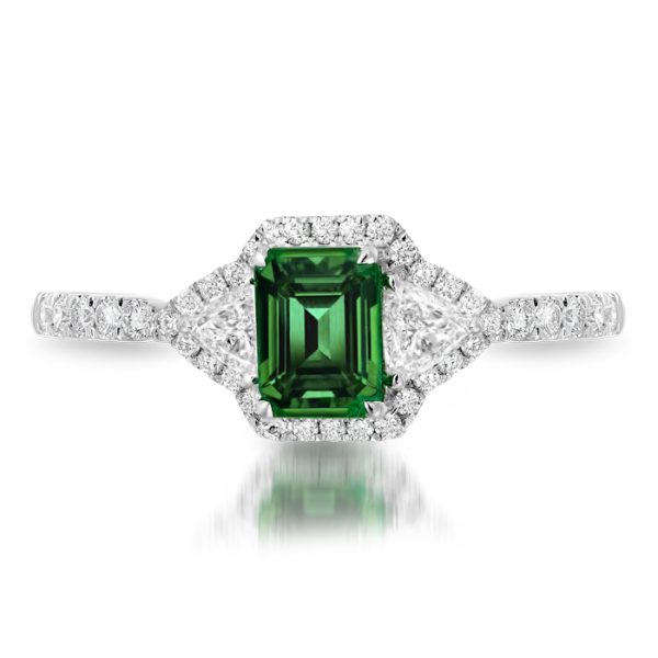 Diamond and Emerald Engagement Ring-DPL608WE