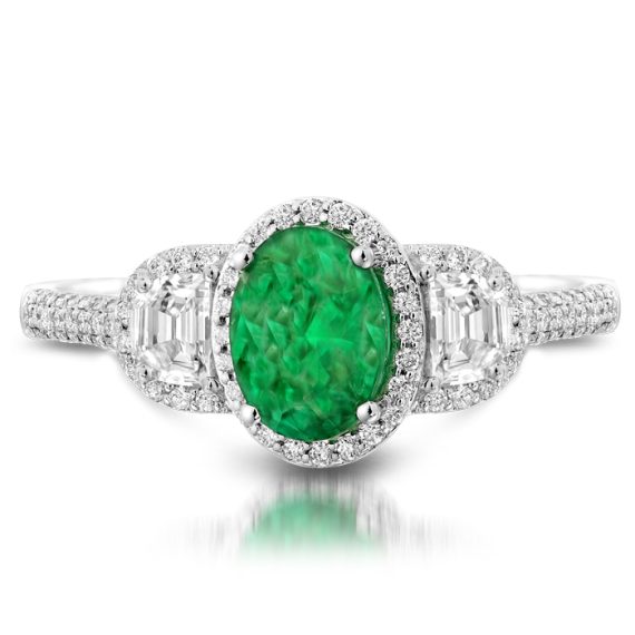 Diamond and Emerald Engagement Ring-DPL606WE