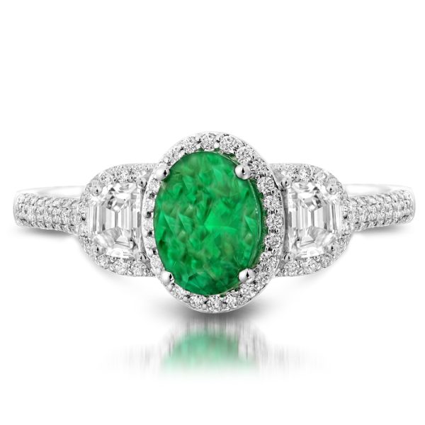 Diamond and Emerald Engagement Ring-DPL606WE