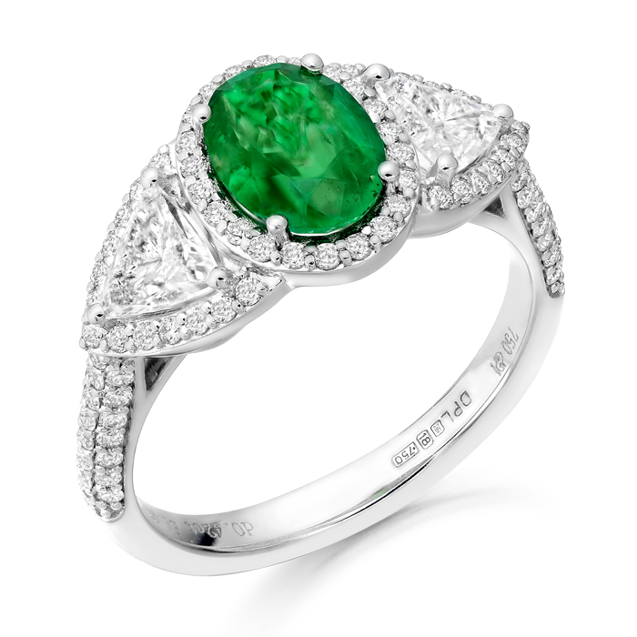 Natural Emerald Engagement Ring 1/6 ct tw Diamonds 14K White Gold | Jared