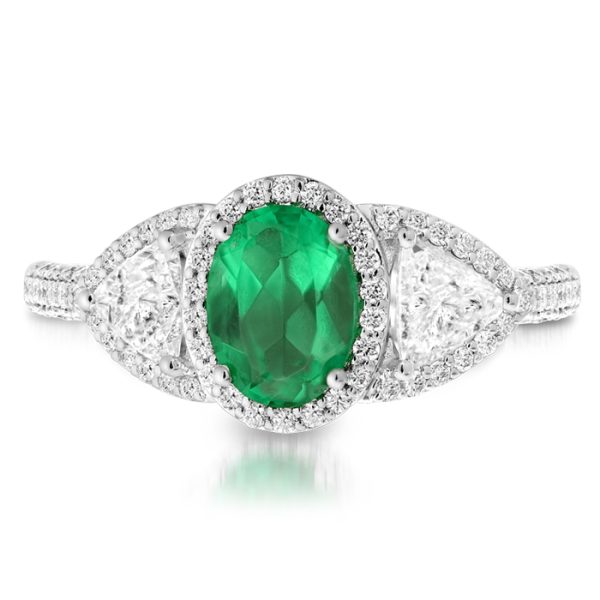 Diamond and Emerald Engagement Ring-DPL618WE