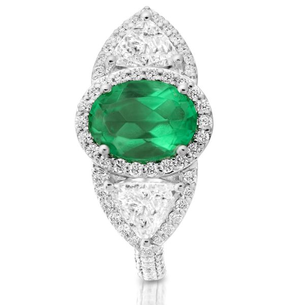 Diamond and Emerald Engagement Ring-DPL618WE