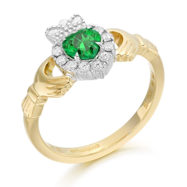 18ct Gold Diamond Claddagh Ring-CLDIA5