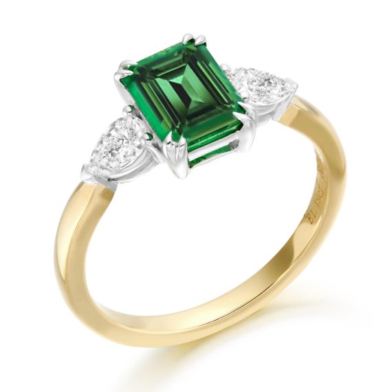 Diamond and Emerald Engagement Ring-DPL558E