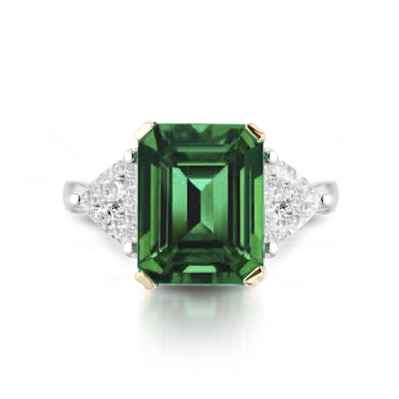 Diamond and Emerald Engagement Ring-DPL559WE
