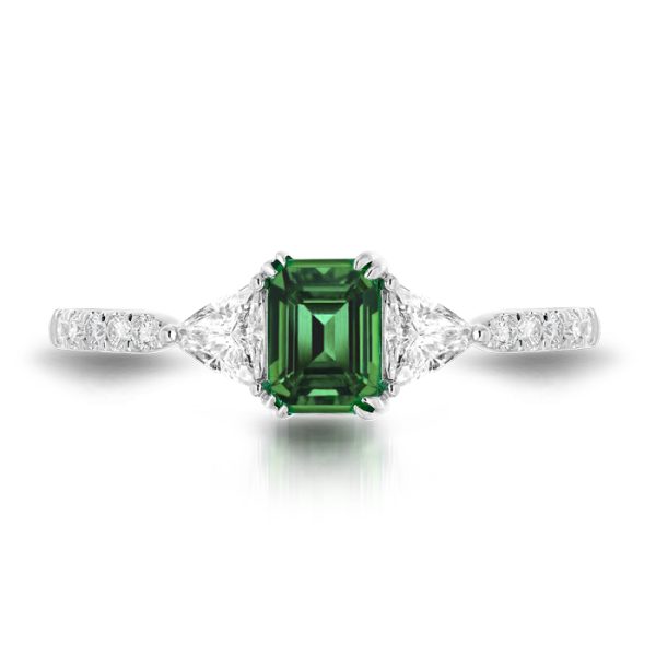 Diamond and Emerald Engagement Ring-DPL579WE