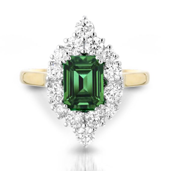 Diamond and Emerald Engagement Ring-DPL599E