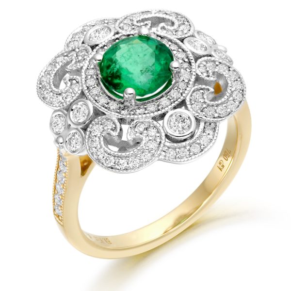 Diamond and Emerald Engagement Ring-DPL601E