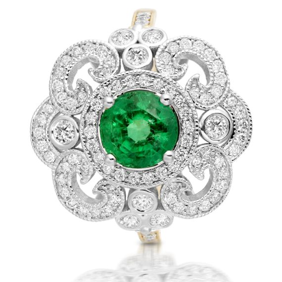 Diamond and Emerald Engagement Ring-DPL601E