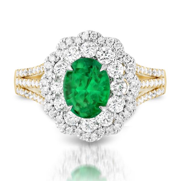Emerald and Diamond Engagement Ring-DPL602E