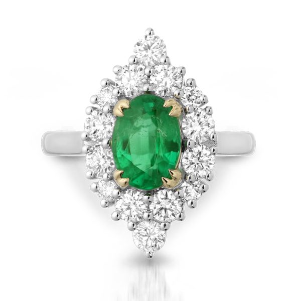 Diamond and Emerald Engagement Ring-DPL605WE