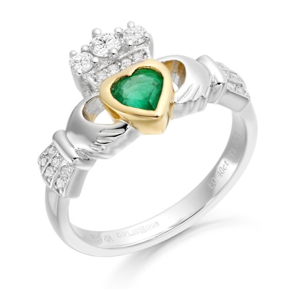 18ct Gold Diamond Claddagh Ring-CLDIA3W