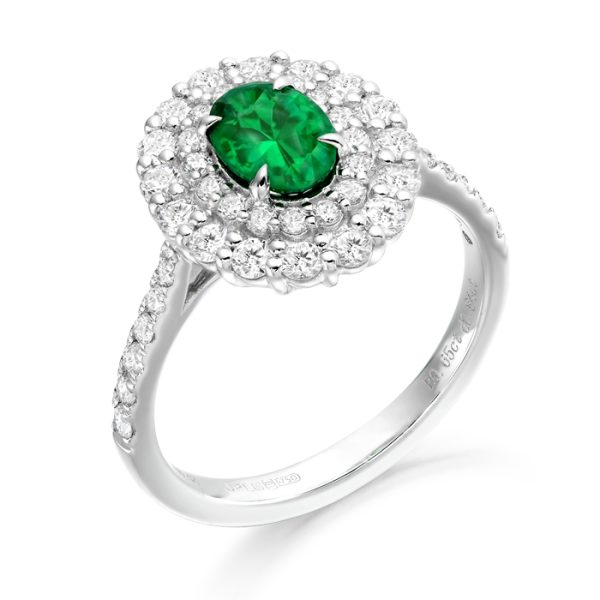 Emerald and Diamond Engagement Ring-DPL557W