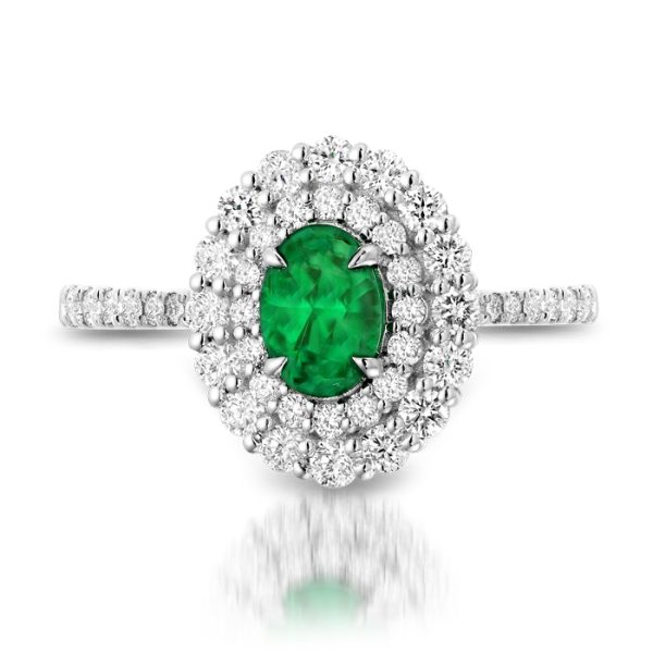 Emerald and Diamond Engagement Ring-DPL557W