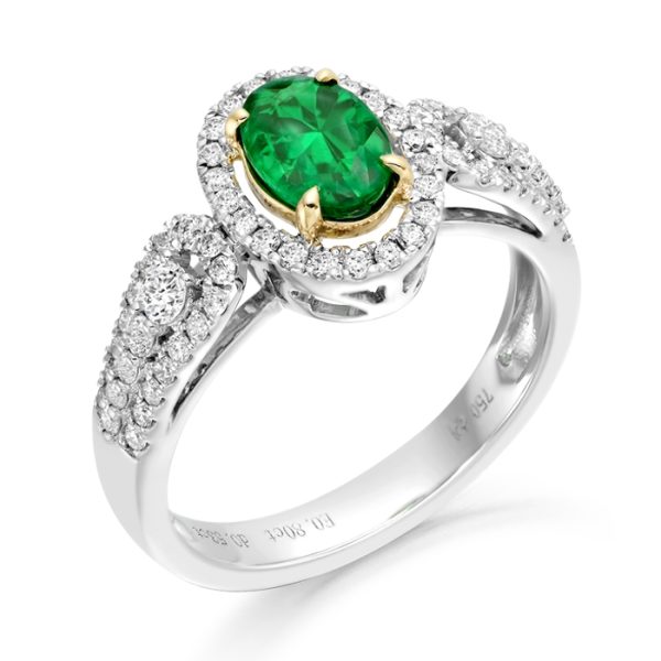 Emerald and Diamond Engagement Ring-DPL600W