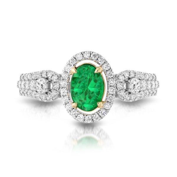 Emerald and Diamond Engagement Ring-DPL600W