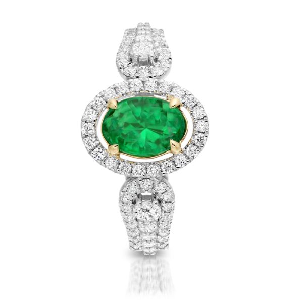 Emerald and Diamond Engagement Ring-DPL600W