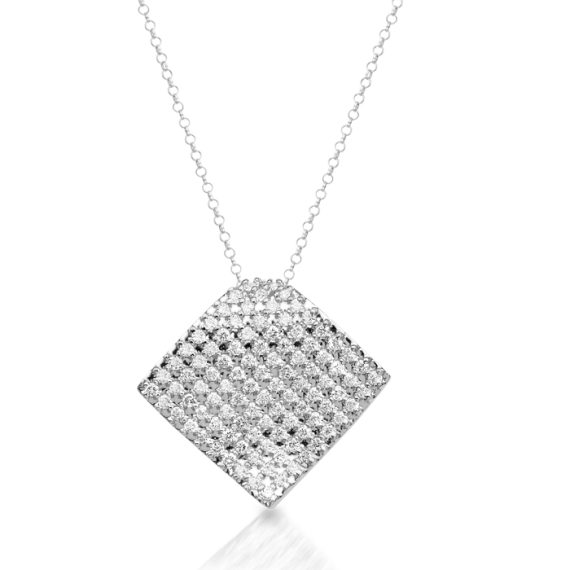 18ct White Gold Diamond Pendant-DPL32