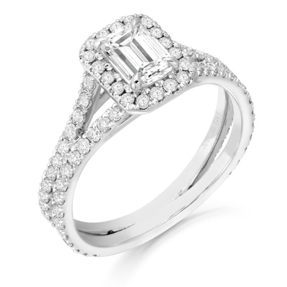 Emerald Cut Diamond Engagement Ring-DPL617W