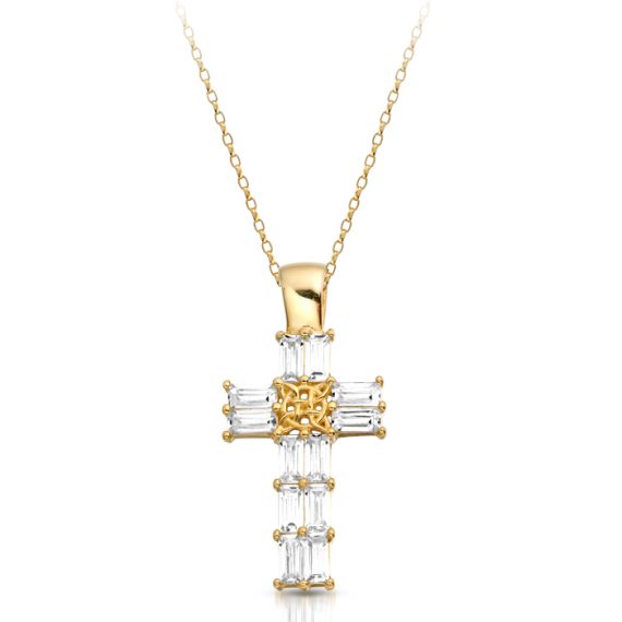 9ct Gold CZ Celtic Cross - P212