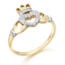 9ct Gold CZ Claddagh Ring - CL52