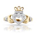 9ct Gold CZ Claddagh Ring - CL52