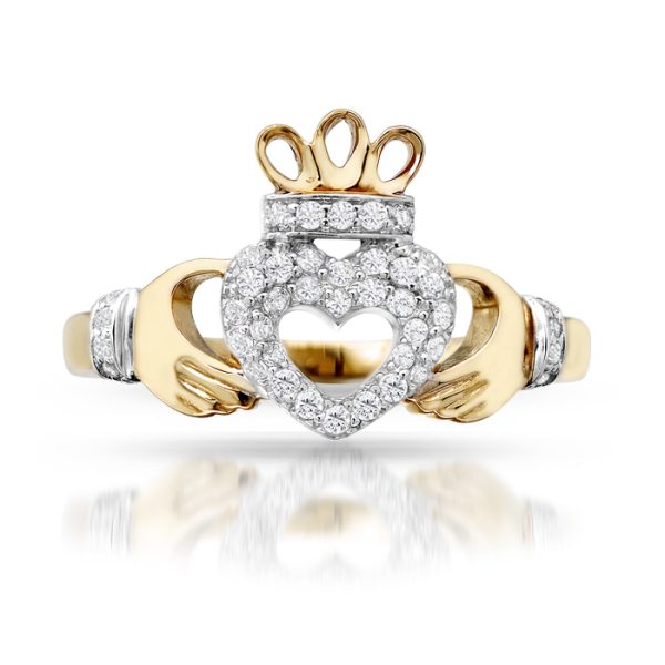 9ct Gold CZ Claddagh Ring - CL52