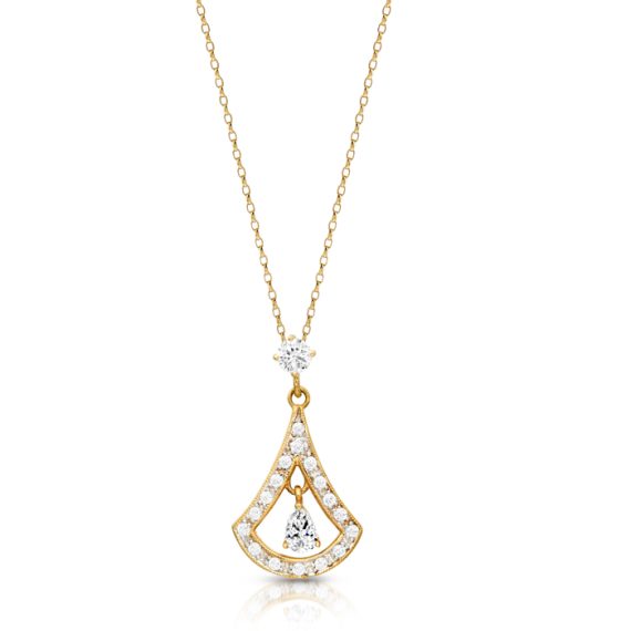 9ct Gold CZ Chandelier Pendant-P148