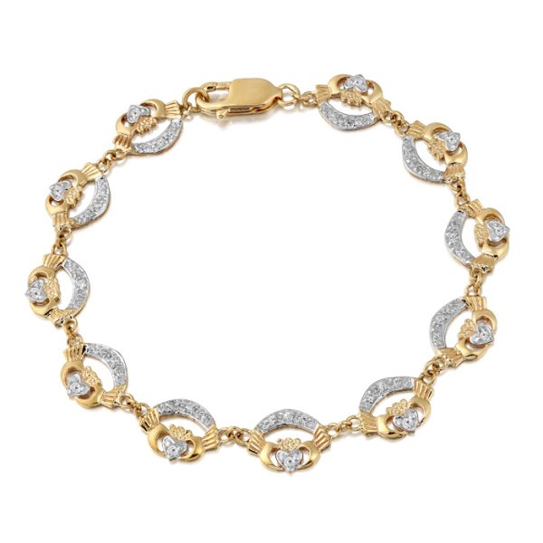 9ct Gold Claddagh Bracelet - CLB4CZ