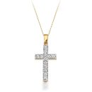 9ct Gold CZ Cross Pendant-C124