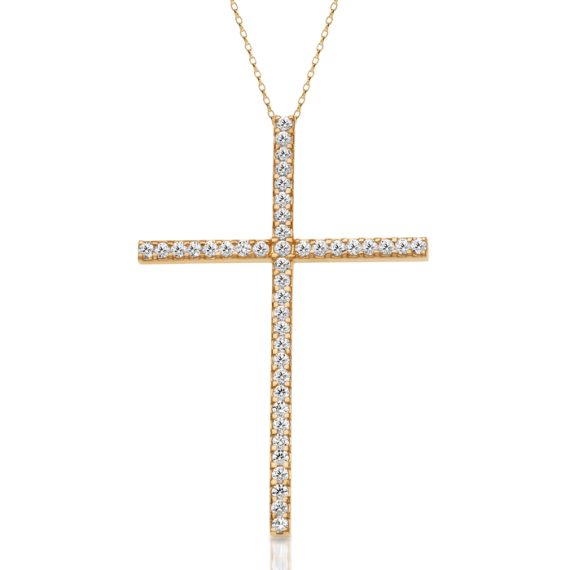 9ct Gold CZ Cross Pendant-C20