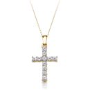 9ct Gold CZ Cross Pendant-C29