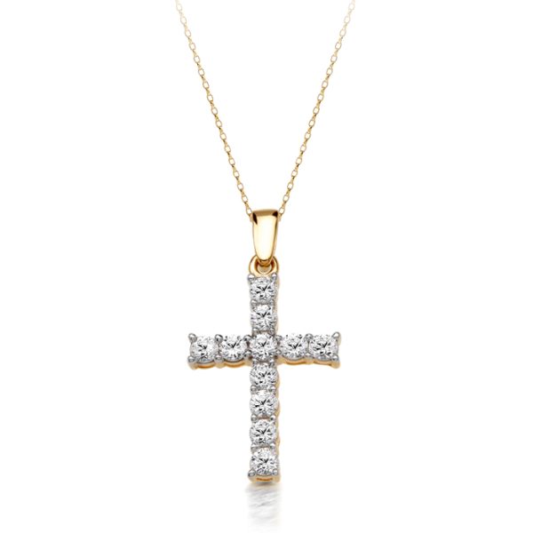 9ct Gold CZ Cross Pendant-C29