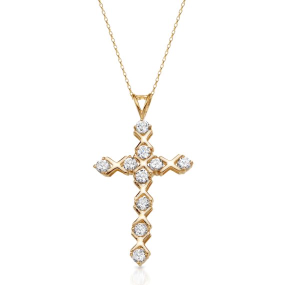 9ct Gold CZ Cross Pendant-C46