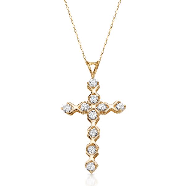 9ct Gold CZ Cross Pendant-C46