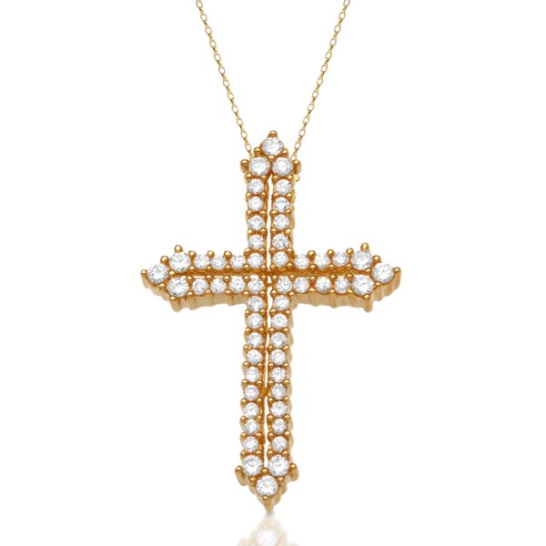 9ct Gold CZ Cross Pendant-C57