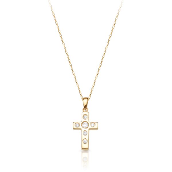 9ct Gold CZ Cross Pendant-C5