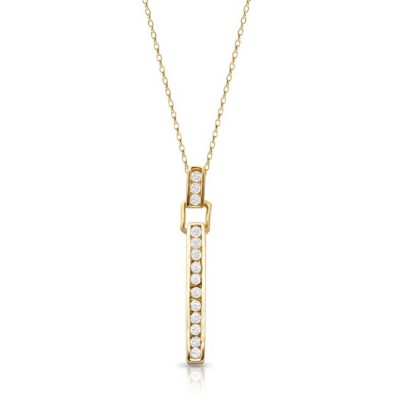 9ct Gold CZ Bar Pendant-P181