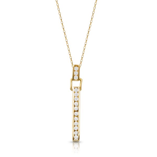 9ct Gold CZ Bar Pendant-P181