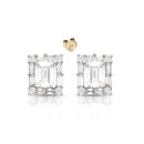 9ct Gold Emerald Cut CZ Stud Earrings-E276