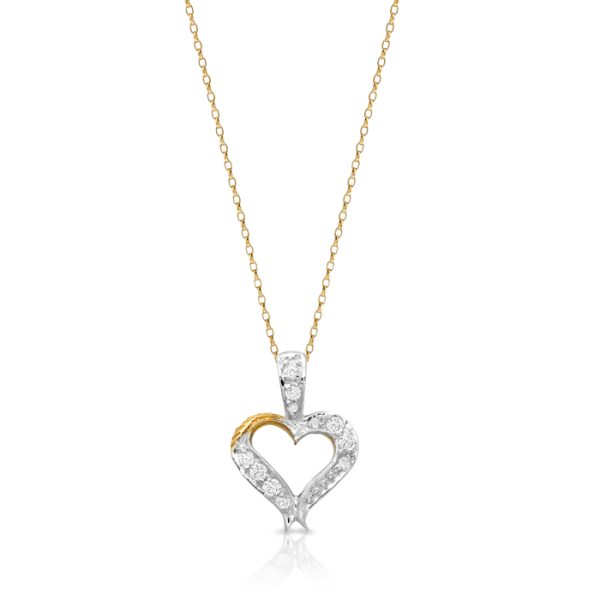 9ct Gold CZ Heart Pendant-P134