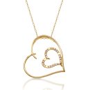 9ct Gold CZ Heart Pendant-P425