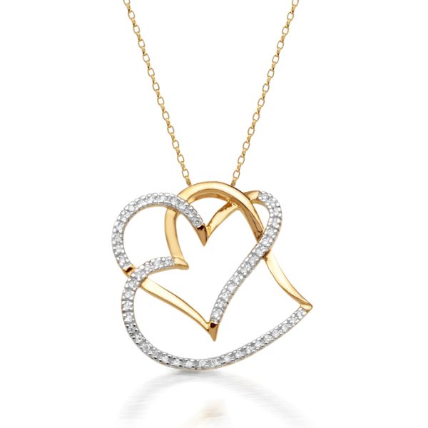 9ct Gold CZ Heart Pendant-P426