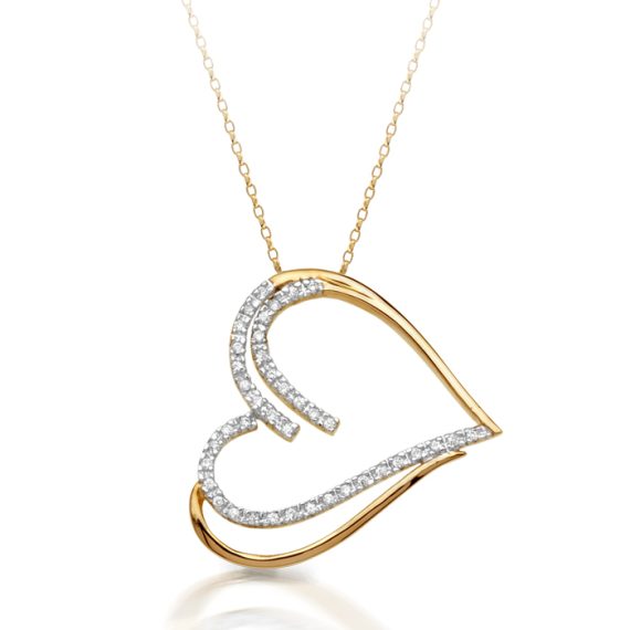 9ct Gold CZ Heart Pendant-P427