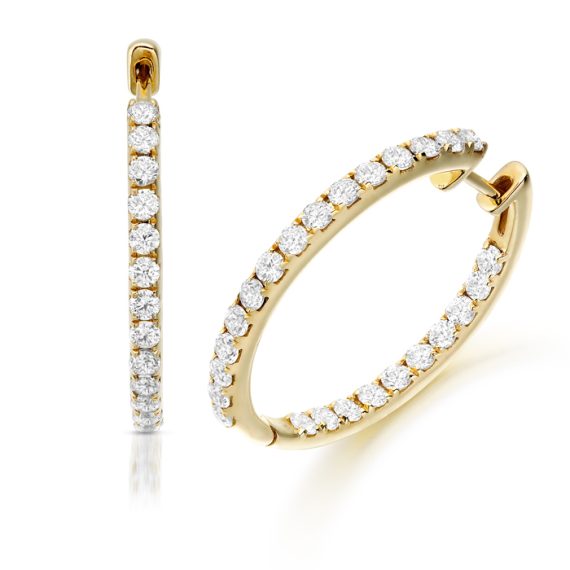 9ct Gold CZ Hoop Earrings-E85