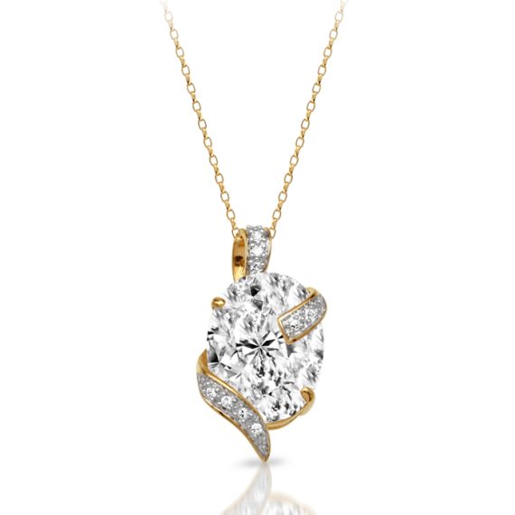 9ct Gold Oval CZ Pendant-P242