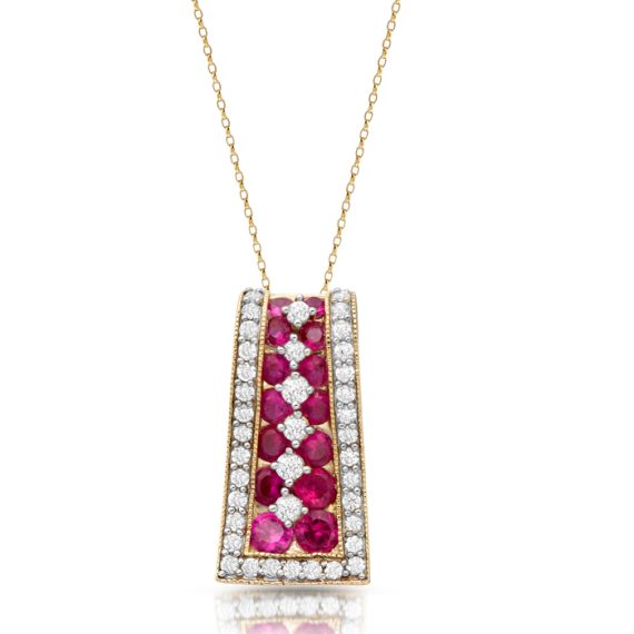 9ct Gold CZ Ruby Pendant-P263R