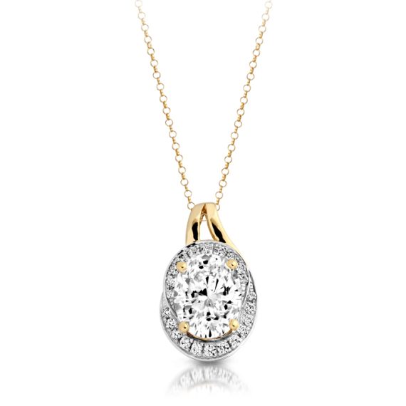 9ct Gold CZ Pendant-P293