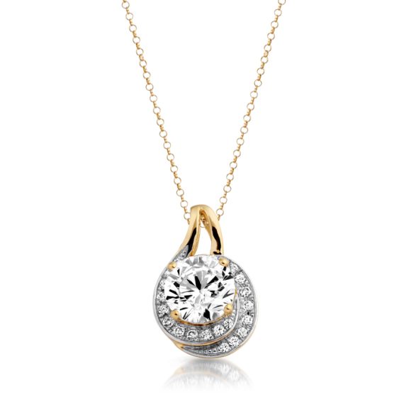 9ct Gold CZ Pendant-P295